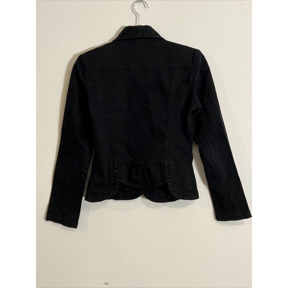 Vtg Blazer Jean Jacket Womens XS Black Denim Double Button Faux Pockets Y2K 90s‎ - Picture 9 of 15